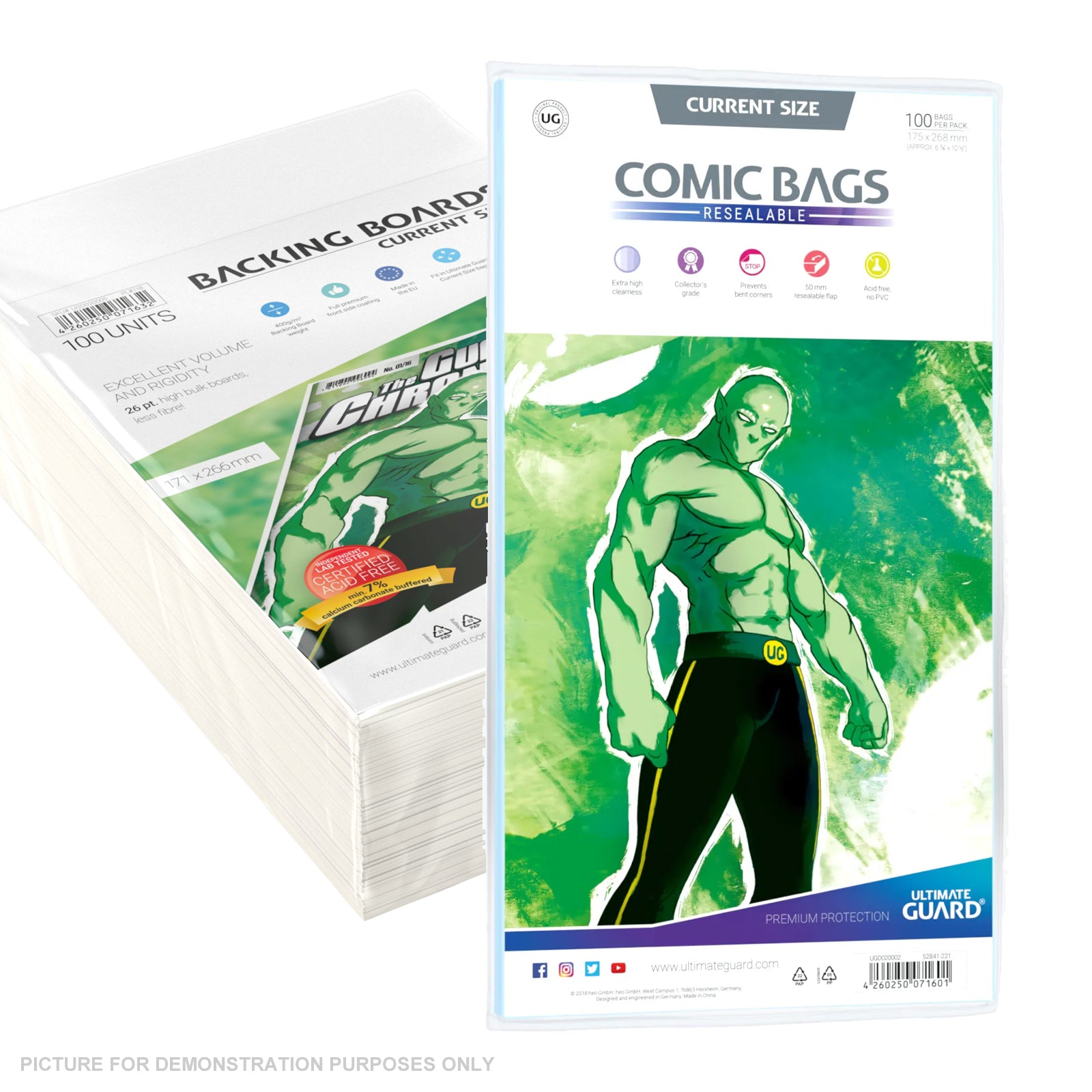 COMIC COMBO - ULTIMATE GUARD - RESEALABLE CURRENT Size Comic Bags & Backing Boards x 100
